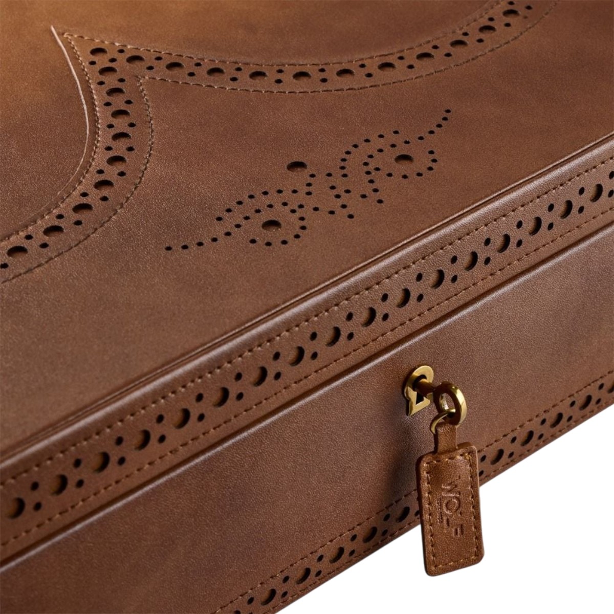 WOLF Brogue 10 Piece Watch Box, Burnished Brown