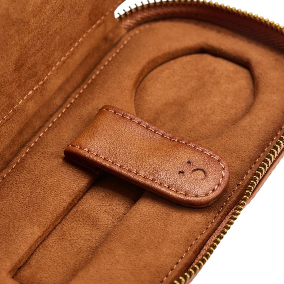 WOLF Brogue 2 Piece Watch Zip Case, Burnished Brown