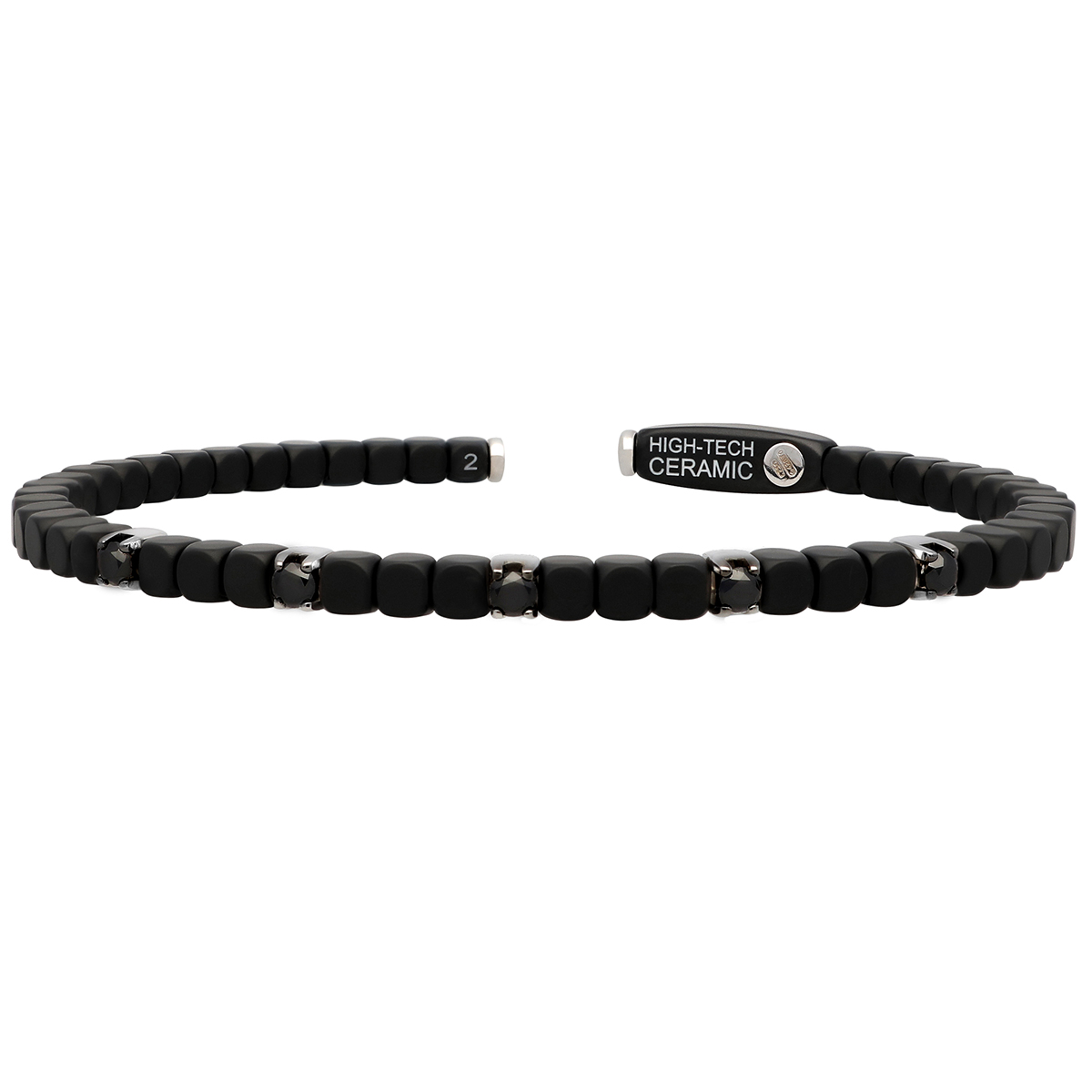 Roberto Demeglio 18K White Gold & Black Ceramic Black Diamond Dado Cuff Bracelet