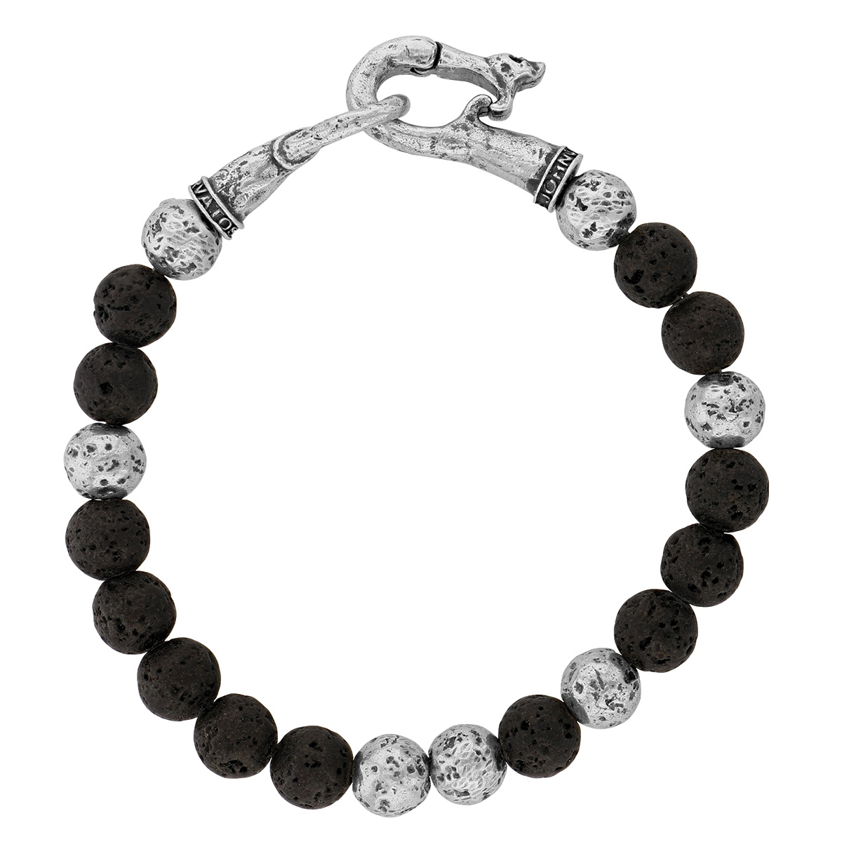 John Varvatos Artisanal Sterling Silver & Lava Bead Bracelet