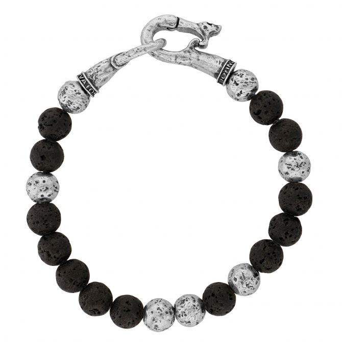 John Varvatos Artisanal Sterling Silver & Lava Bead Bracelet