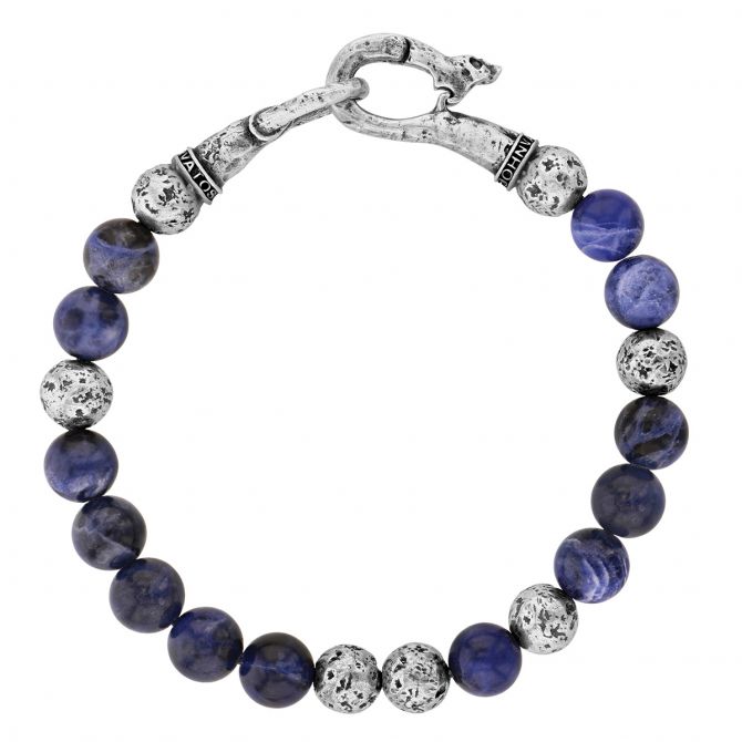 John Varvatos Artisanal Sterling Silver & Sodalite Bead Bracelet