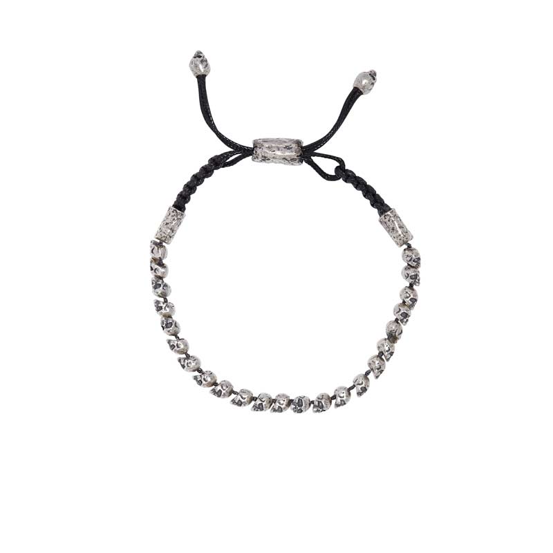 John Varvatos Sterling Silver Skull Bead Cord Bracelet