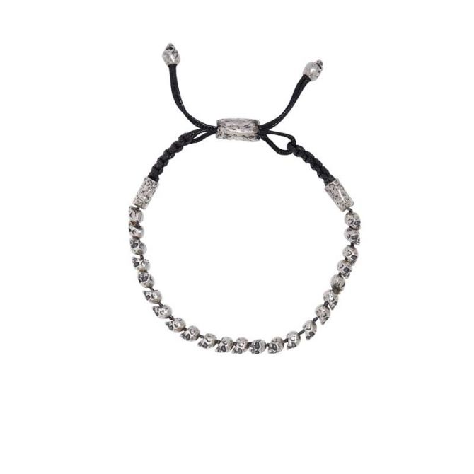 John Varvatos Sterling Silver Skull Bead Cord Bracelet