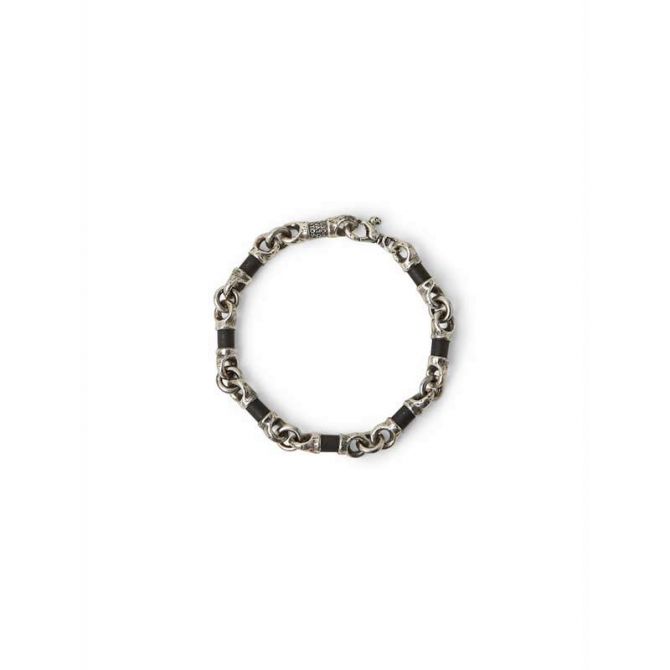 John Varvatos Sterling Silver & Black Obsidian Cylinder Bead Linked Bracelet