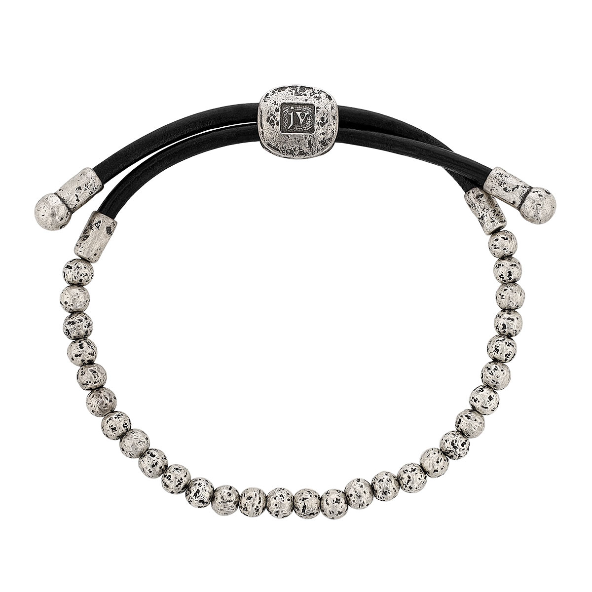 John Varvatos Silverplate Beaded Adjustable Leather Toggle Bracelet