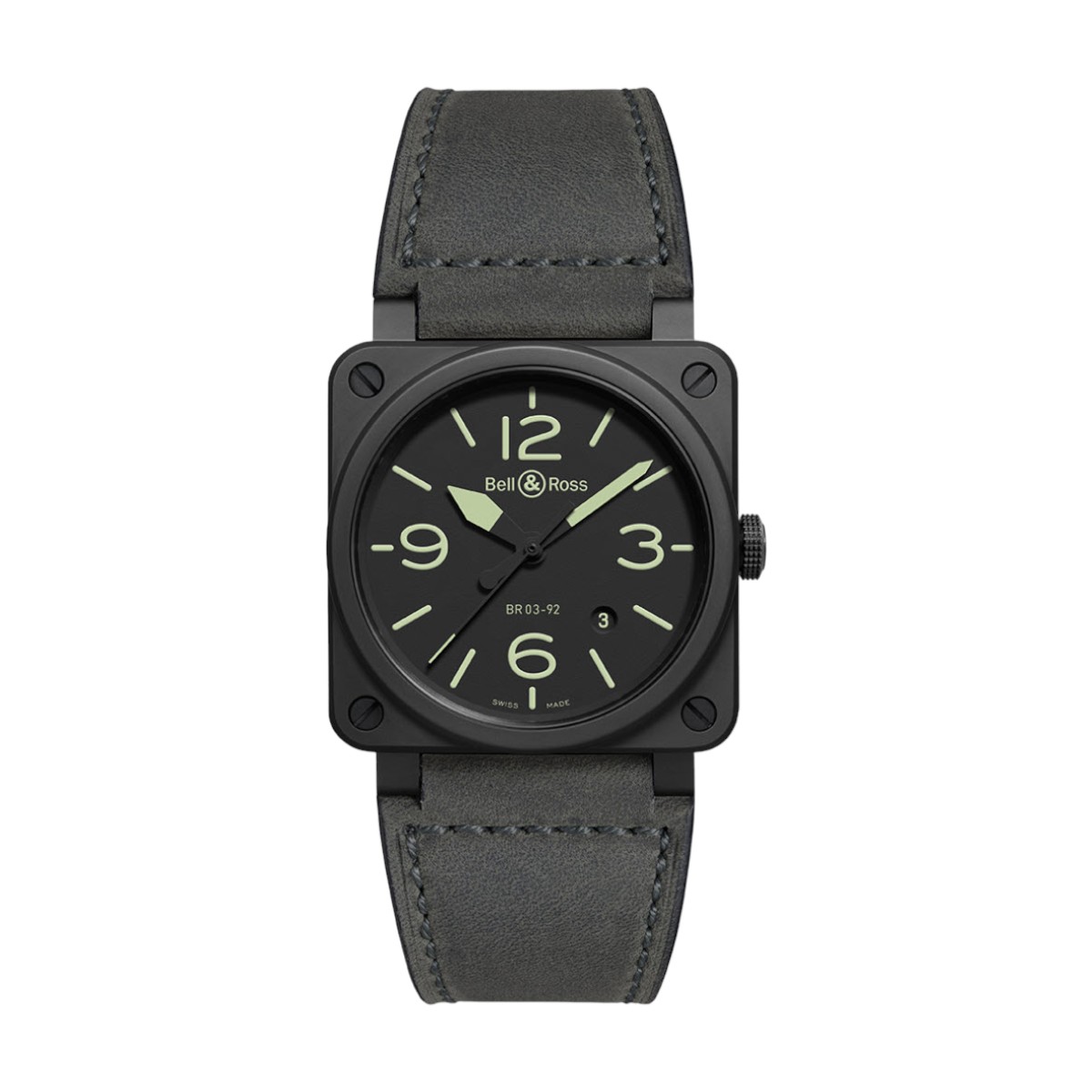 BR 03-92 Nightlum 42mm Men's Watch, Matte Black Dial