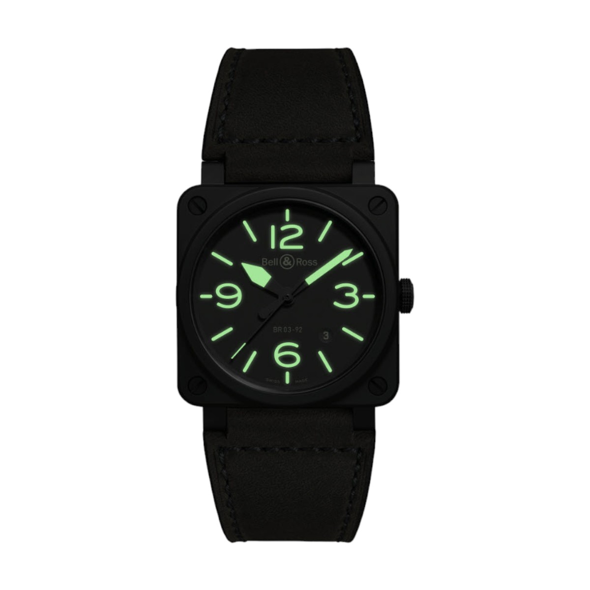BR 03-92 Nightlum 42mm Men's Watch, Matte Black Dial
