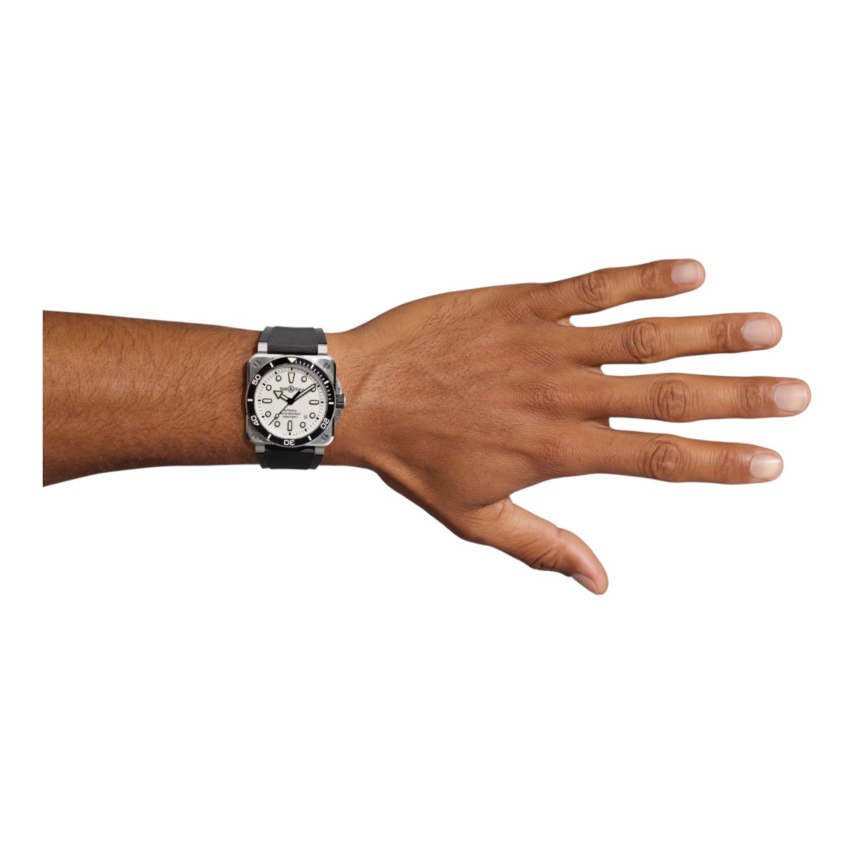 Bell & Ross BR-03 Diver Steel 42mm Watch, White Dial