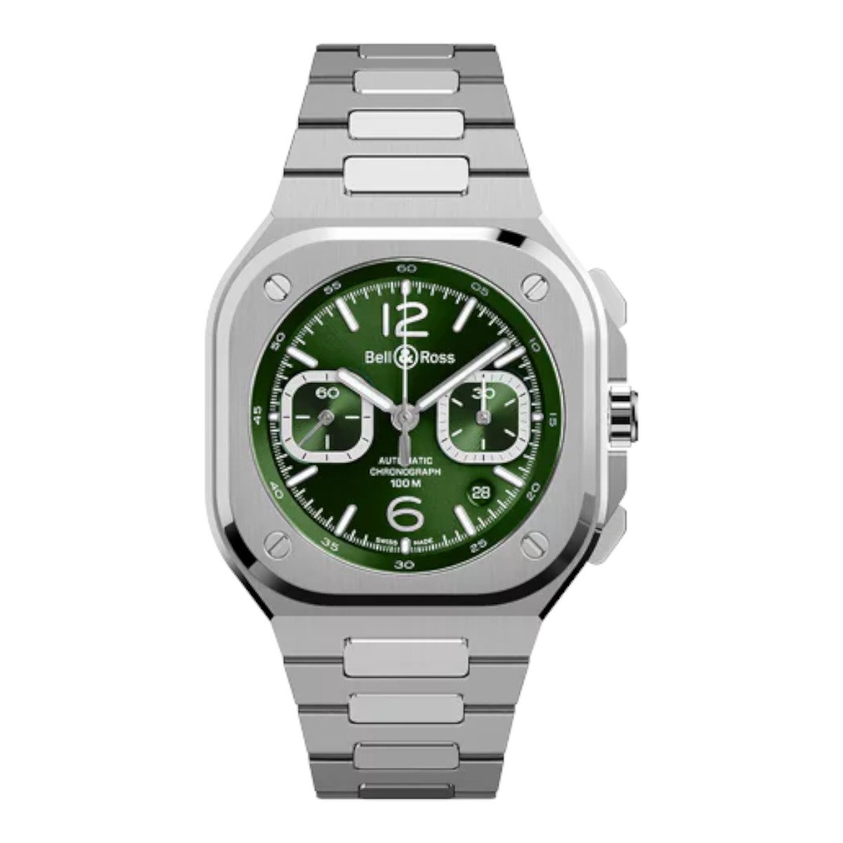 Bell & Ross BR-05 Chrono Steel Watch, Green Dial