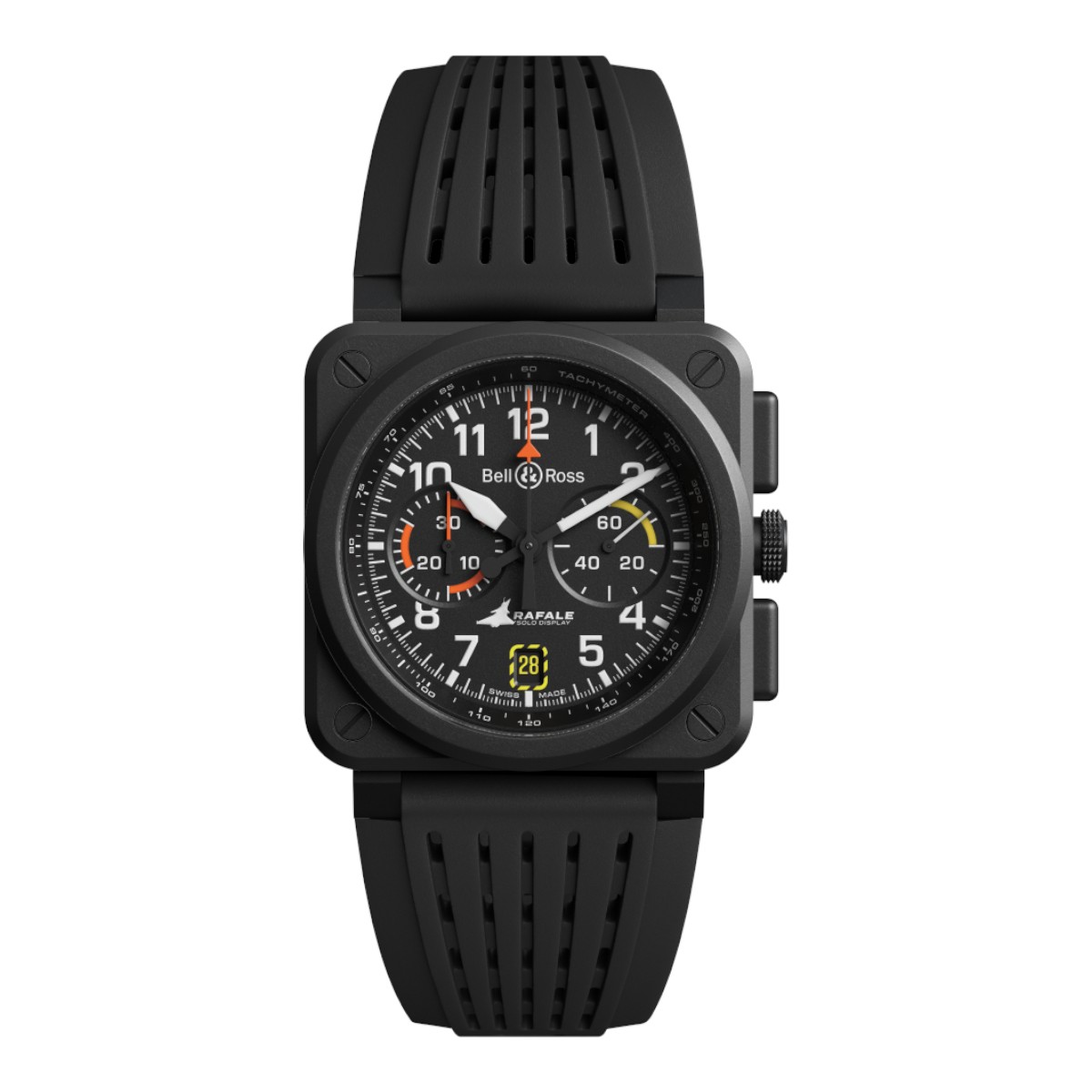 BELL & ROSS BR-03 Chronograph Rafale Solo Display 42mm Men's Watch, Black Dial