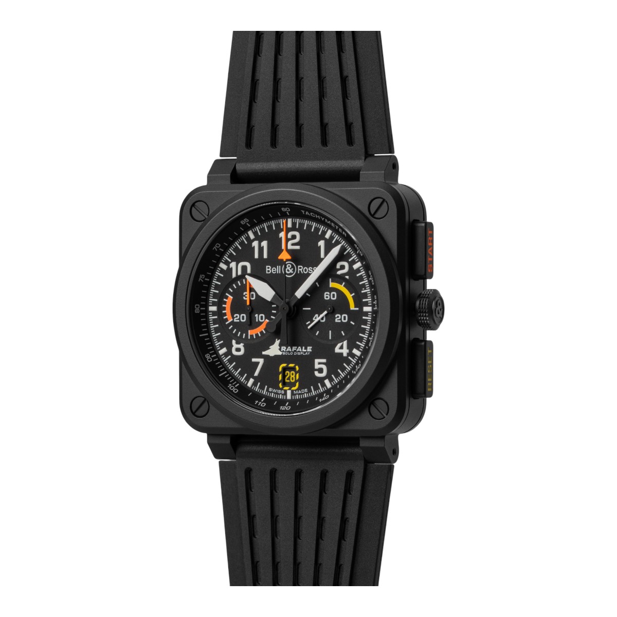 BELL & ROSS BR-03 Chronograph Rafale Solo Display 42mm Men's Watch, Black Dial