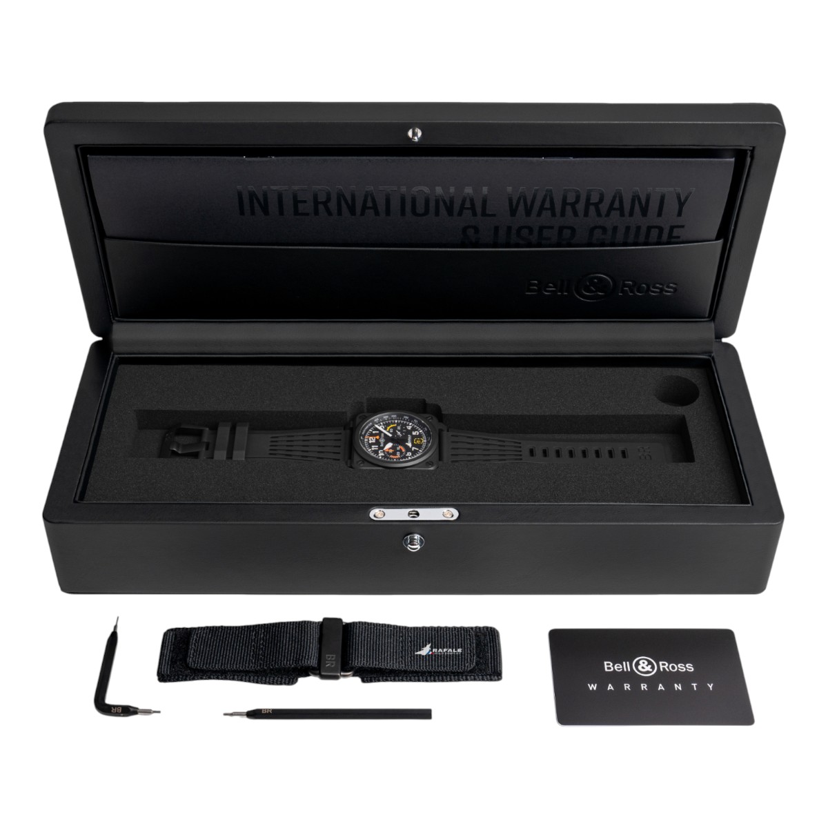 BELL & ROSS BR-03 Chronograph Rafale Solo Display 42mm Men's Watch, Black Dial