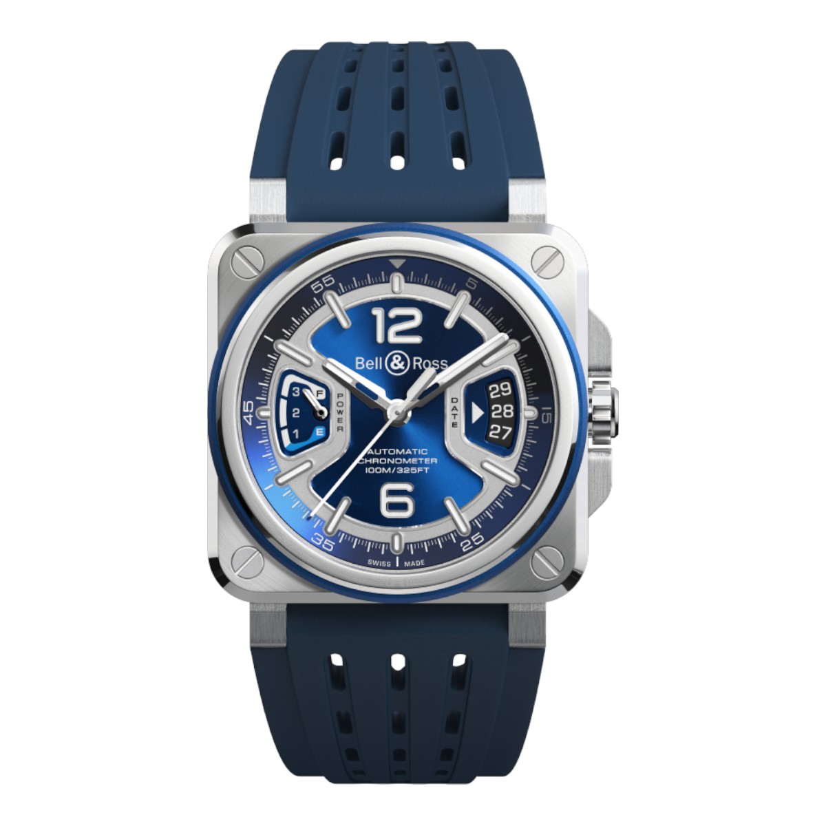 BELL & ROSS BR-X3 Steel 41mm Men's Watch, Blue Dial