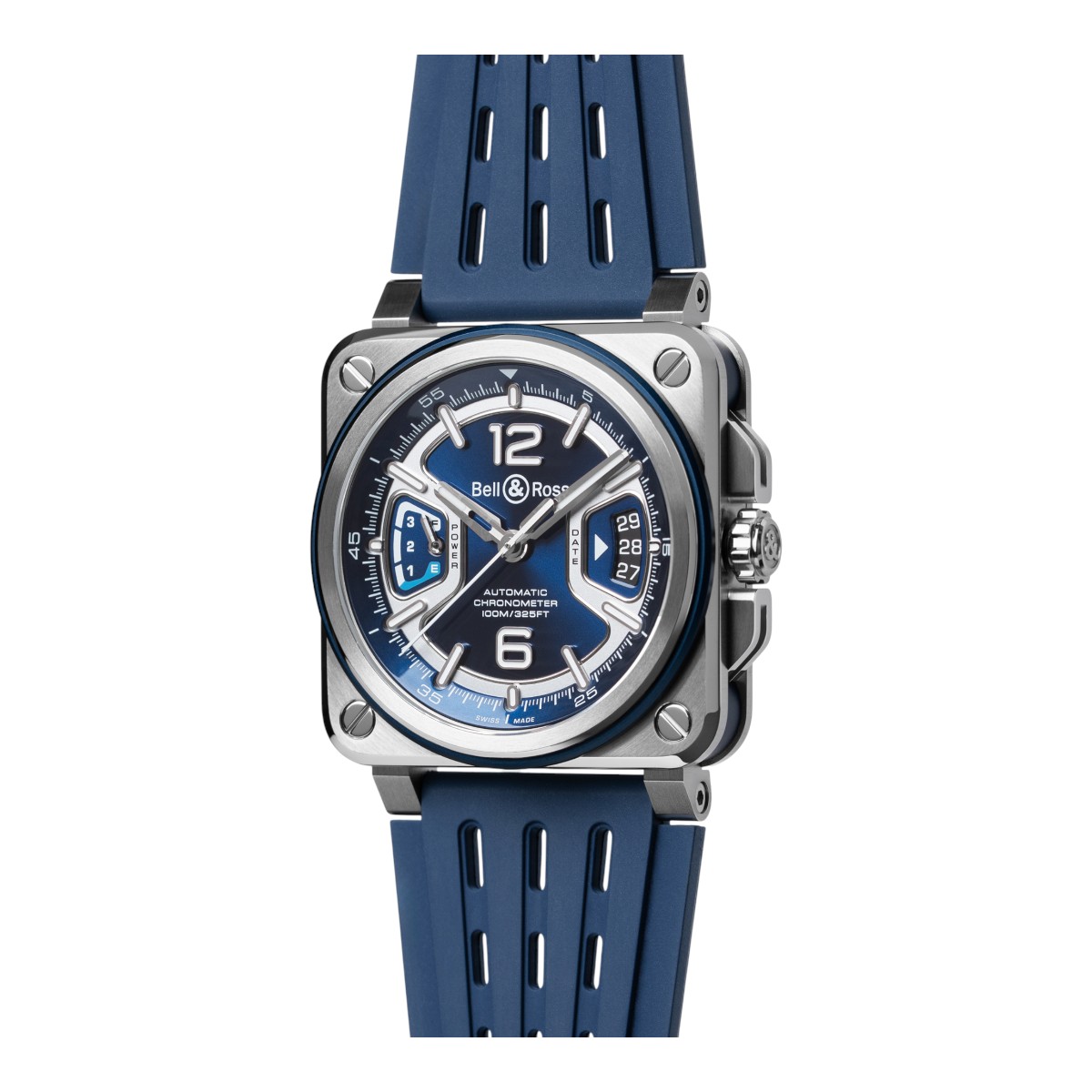 BELL & ROSS BR-X3 Steel 41mm Men's Watch, Blue Dial