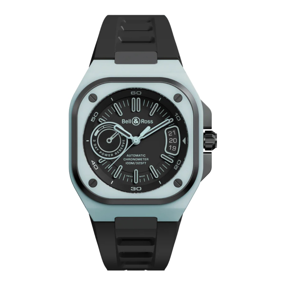 Bell & Ross BR-X5 Blue Lum 41mm Men's Watch, Black and Ice Blue Dial