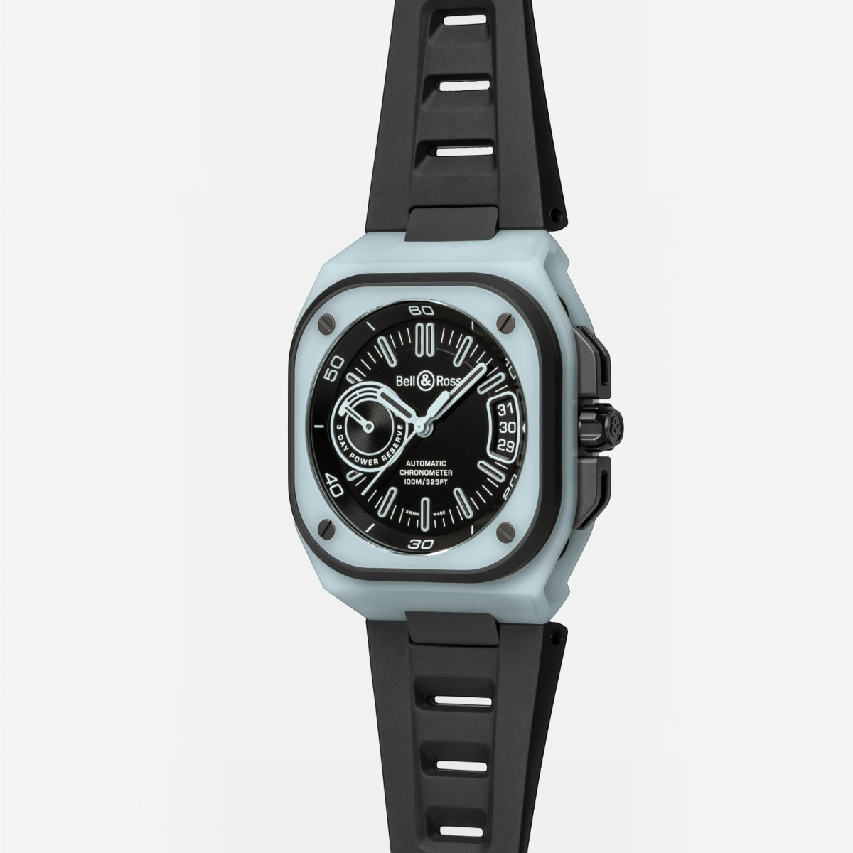 Bell & Ross BR-X5 Blue Lum 41mm Men's Watch, Black and Ice Blue Dial
