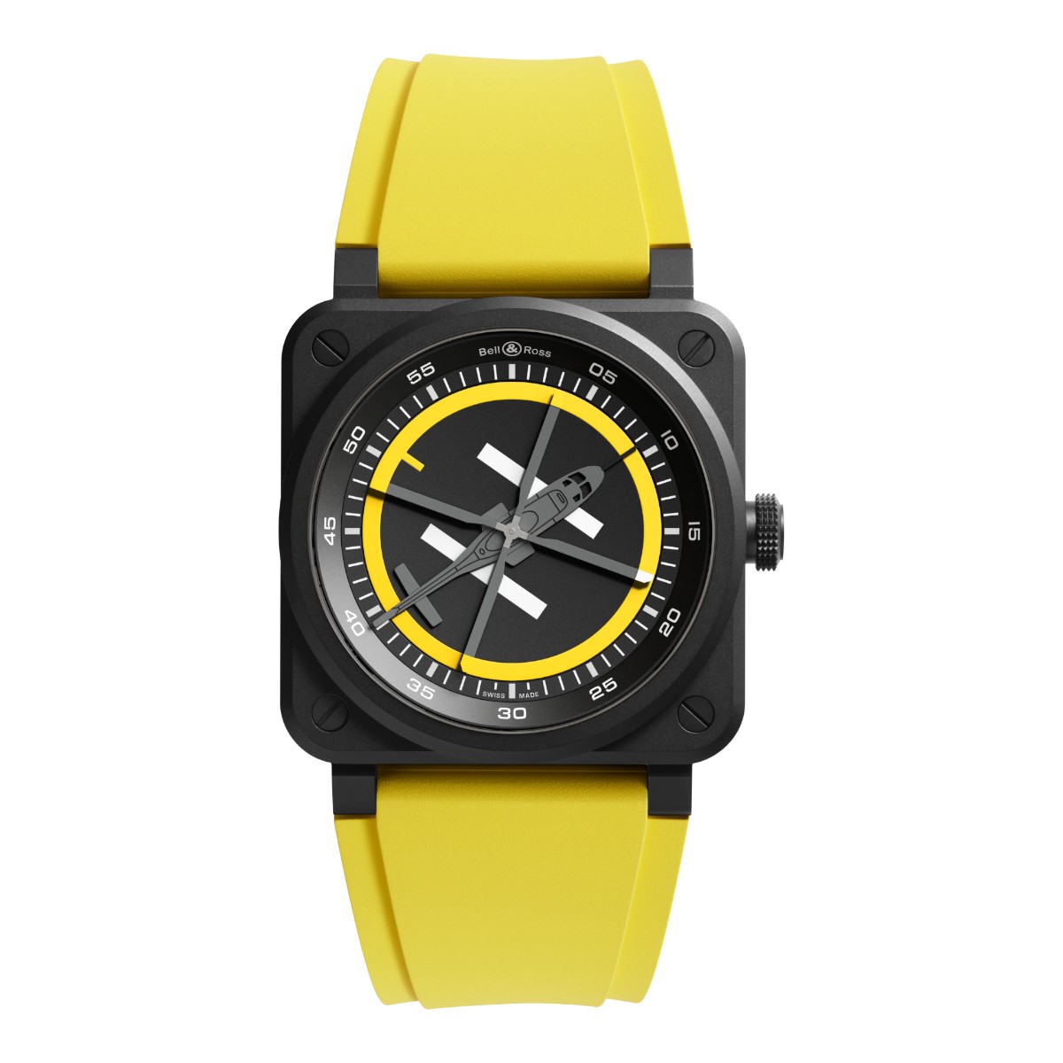 Bell & Ross BR-03 Helipad Automatic 41mm Men's Watch, Black and Yellow Dial