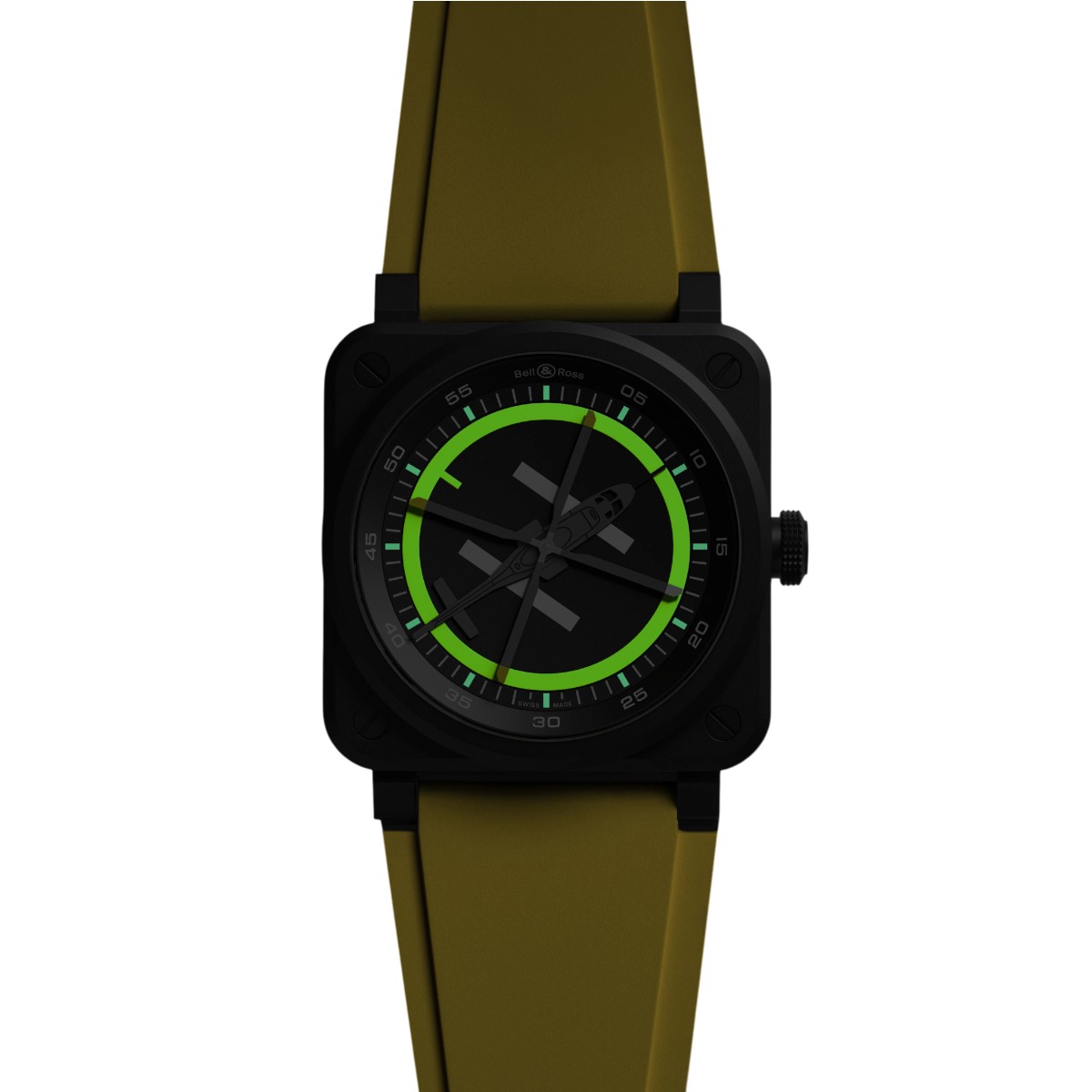 Bell & Ross BR-03 Helipad Automatic 41mm Men's Watch, Black and Yellow Dial