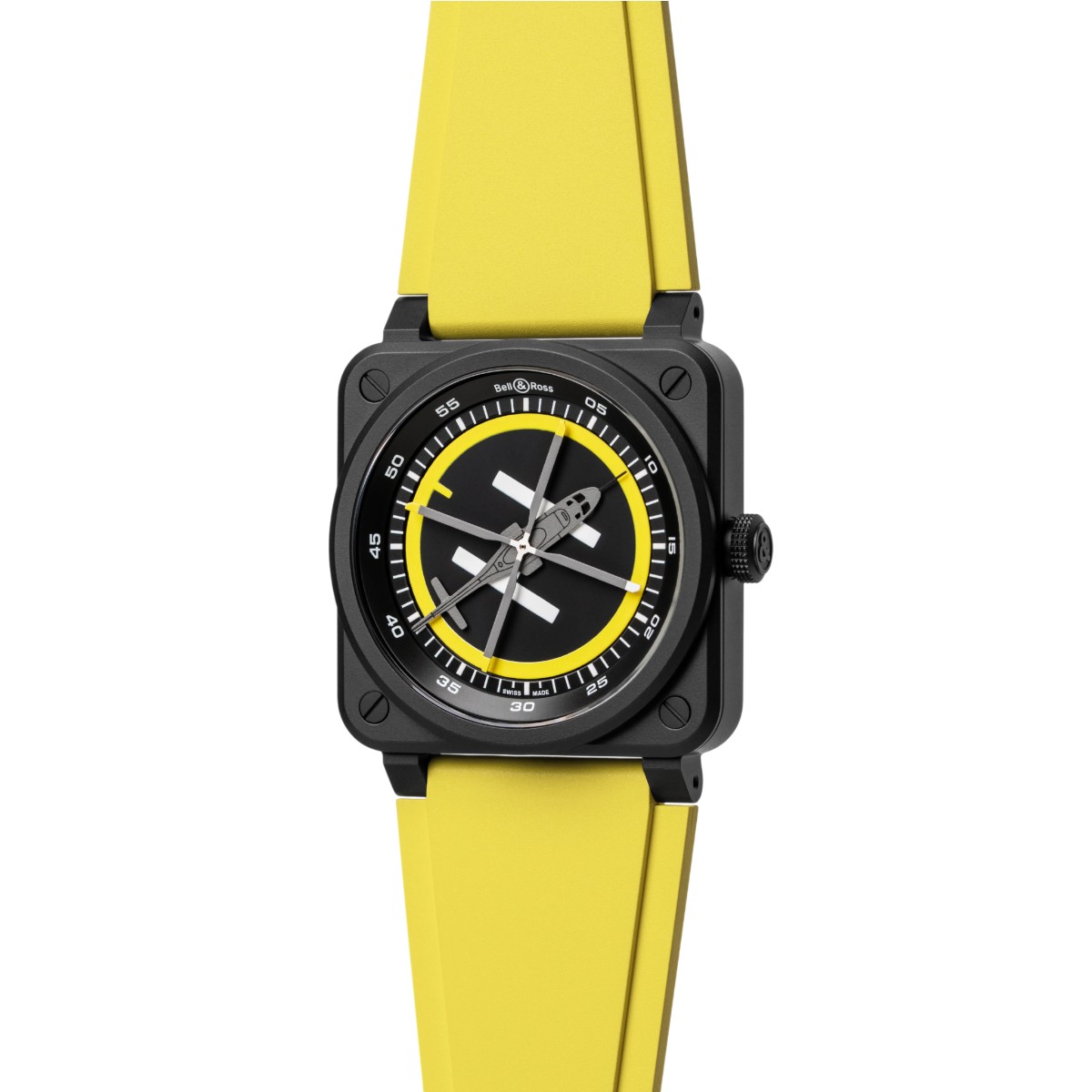 Bell & Ross BR-03 Helipad Automatic 41mm Men's Watch, Black and Yellow Dial
