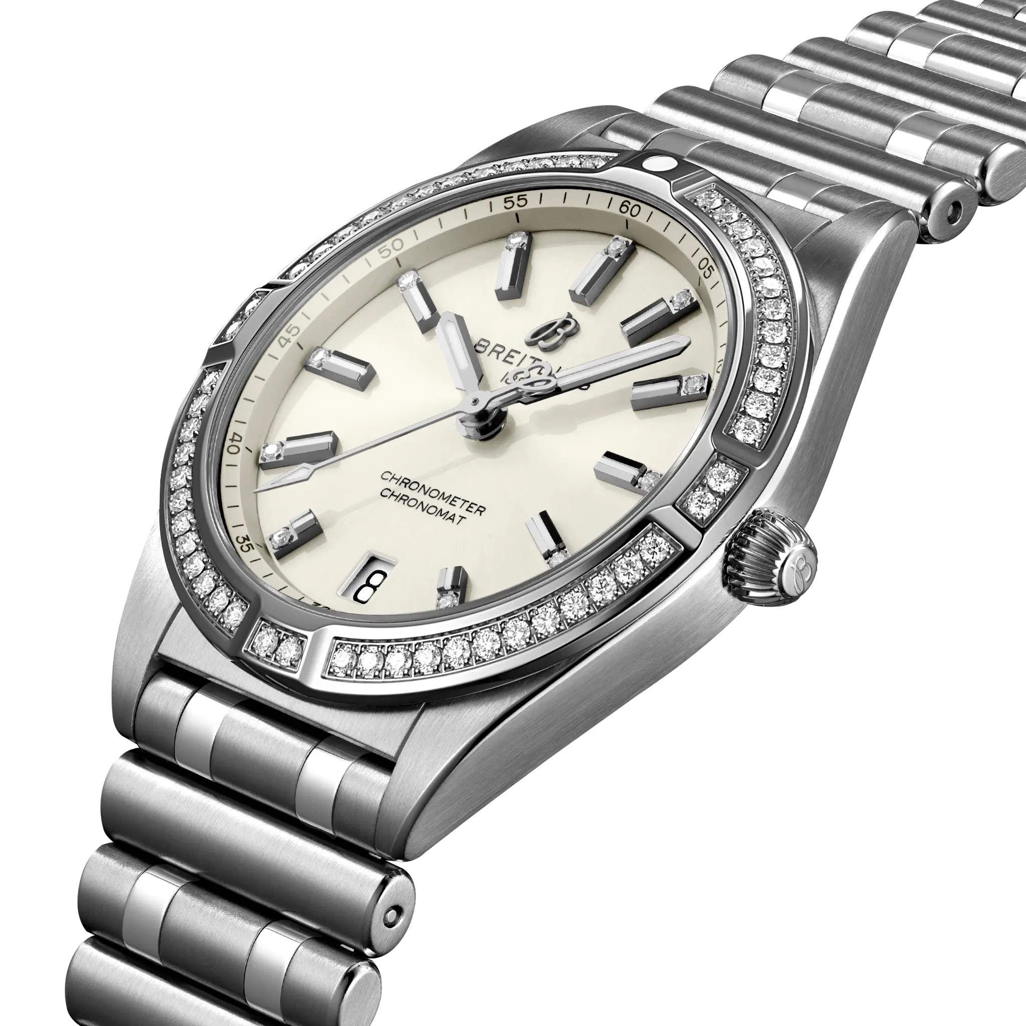 Breitling Chronomat 3mm Women's Watch, Diamond and Ivory Dial