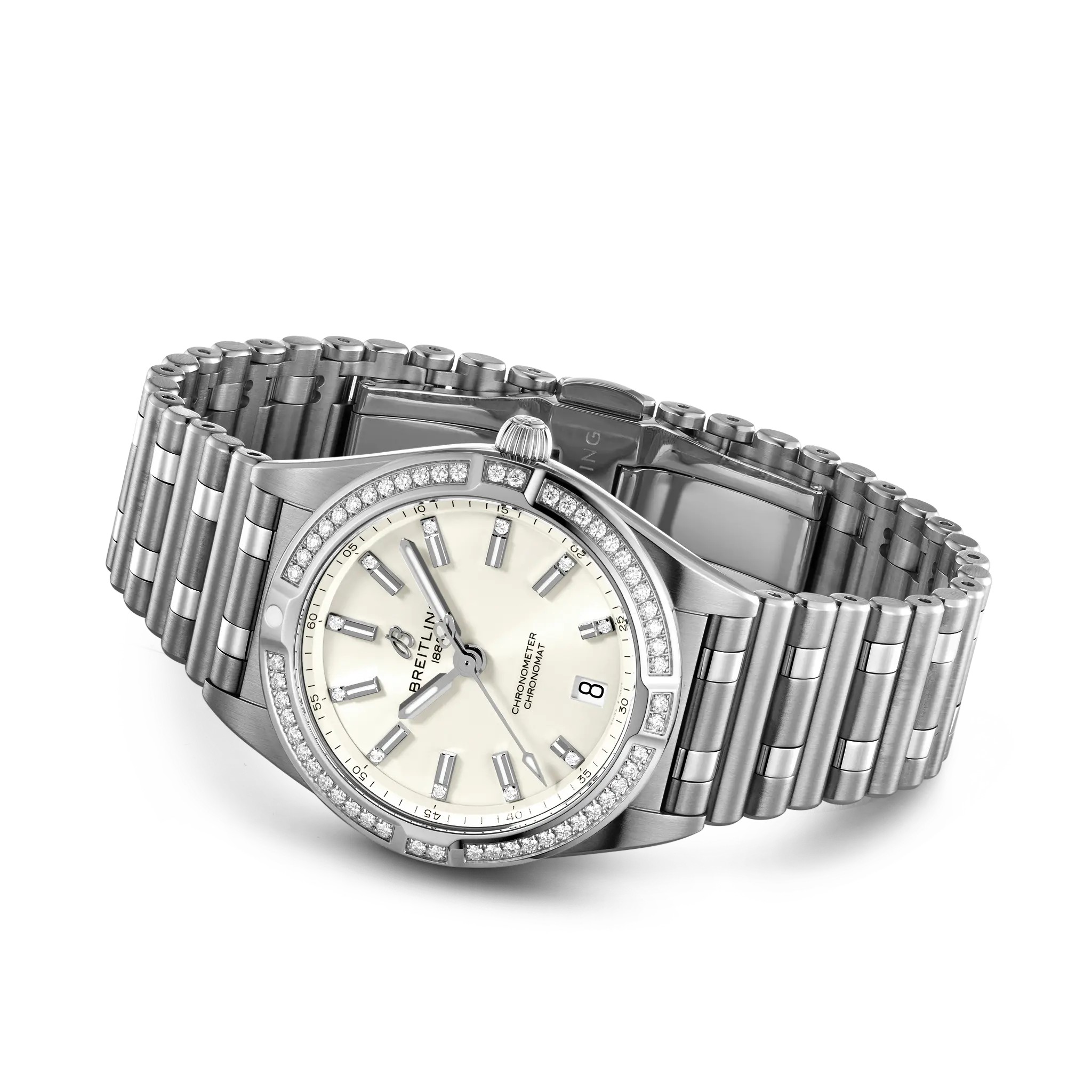 Breitling Chronomat 3mm Women's Watch, Diamond and Ivory Dial