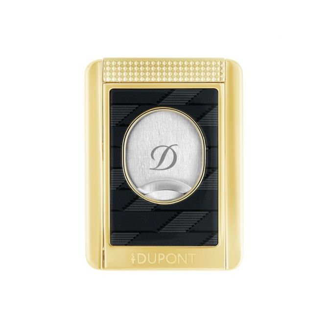 S.T. Dupont Monogram 1872 Cigar Stand and Cutter, Black and Yellow Gold