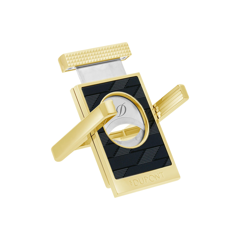 S.T. Dupont Monogram 1872 Cigar Stand and Cutter, Black and Yellow Gold