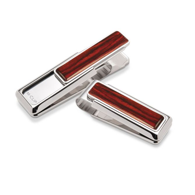 M-Clip Naturals Rhodium Cocobolo Wood Money Clip
