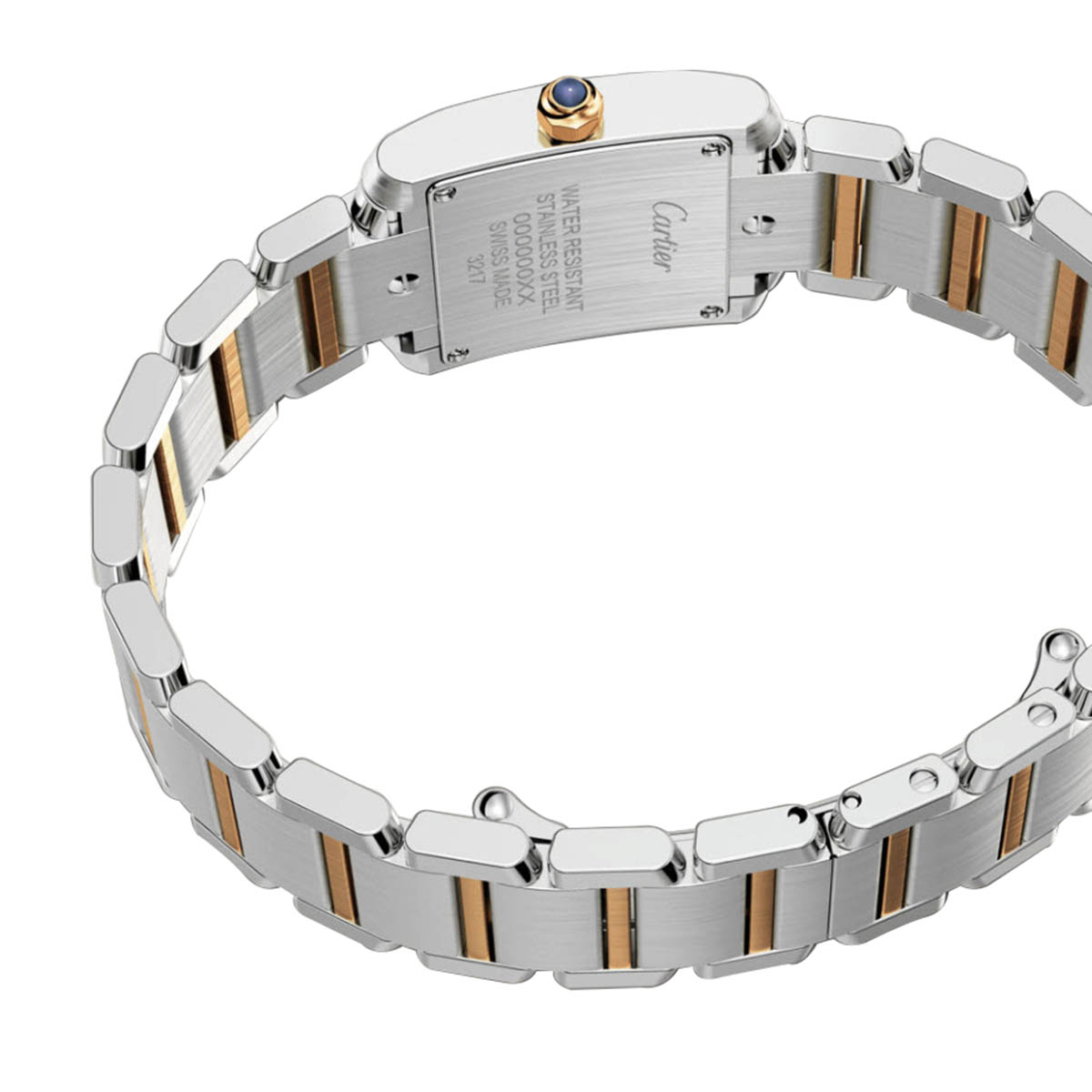 Cartier Tank Francaise 25mm Small Watch, Yellow Gold and Silver Grained Dial