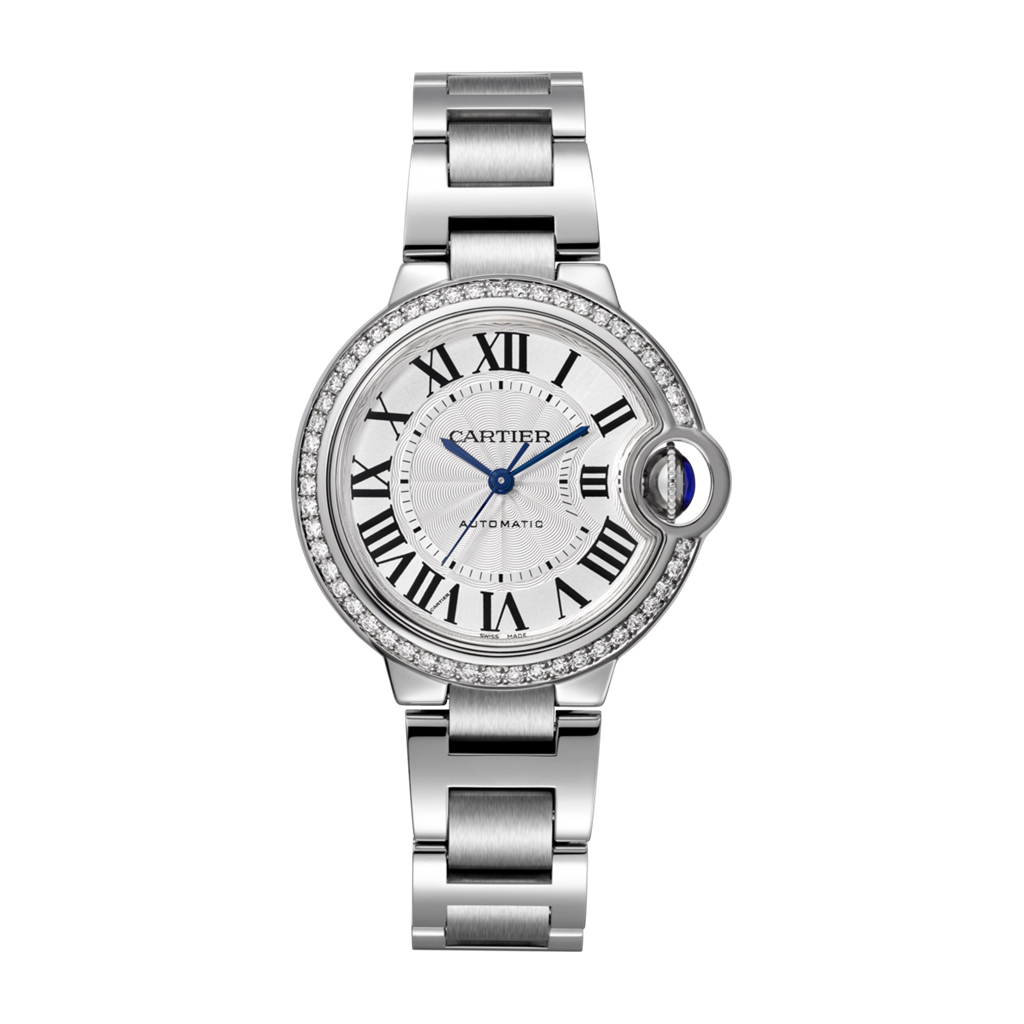 Ballon Bleu de Cartier 33mm Steel & Diamond Bezel Women's Watch