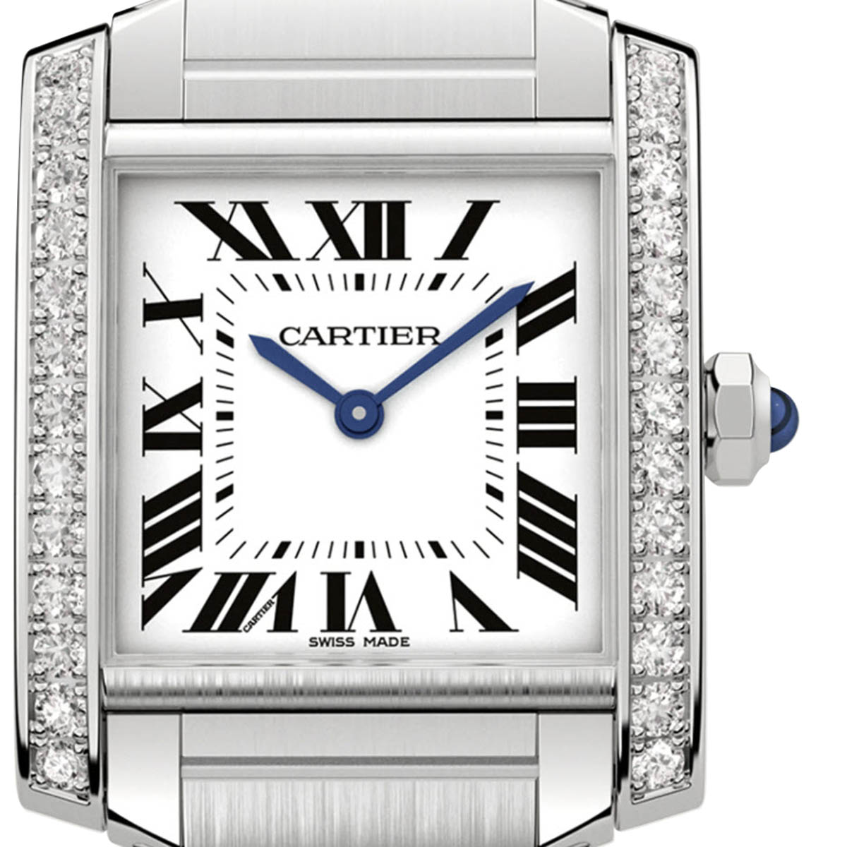 Cartier Tank FranÃ§aise 30mm Medium Watch, Diamond and Silvered Dial