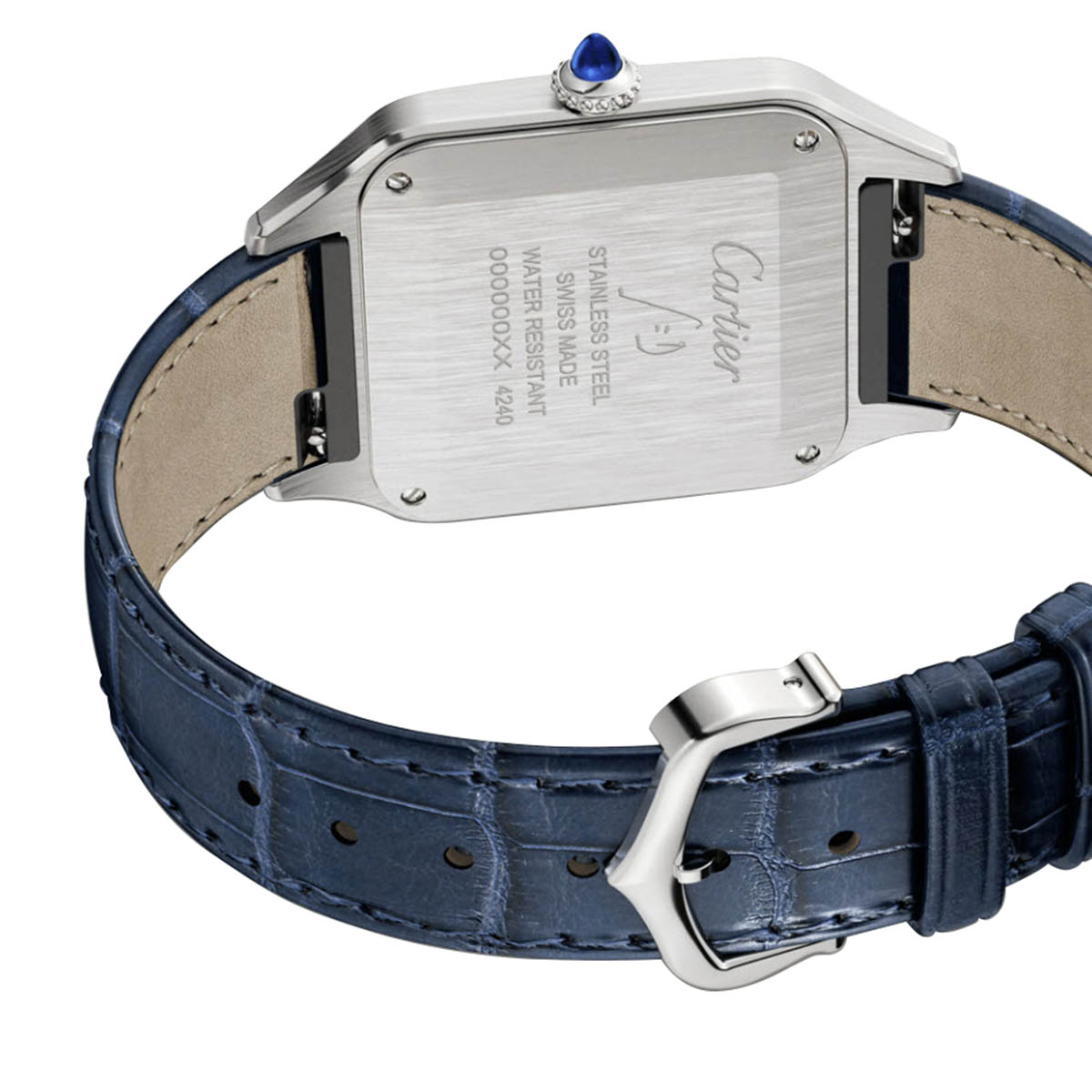 Cartier Santos-Dumont 44mm Large Watch, Satin Brushed Silver Dial