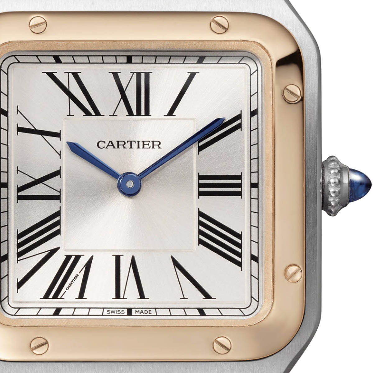 Cartier Santos-Dumont 38mm Small Watch, Rose Gold and Satin Brushed Silver Dial