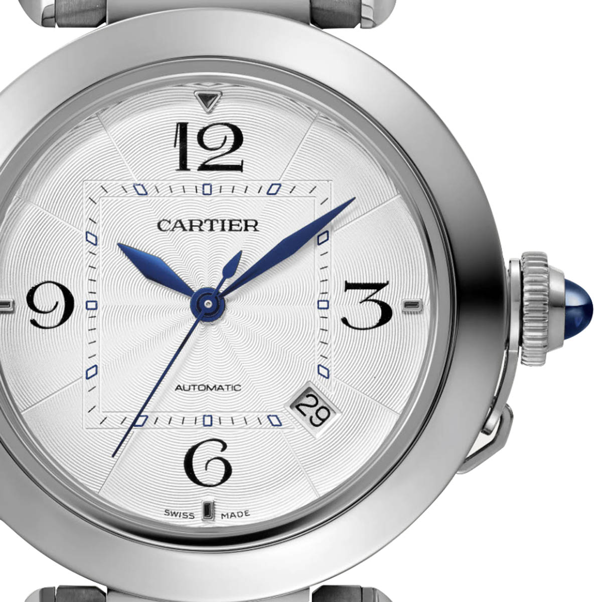 Cartier Pasha de Cartier 41mm Watch, Silver Flinque Dial