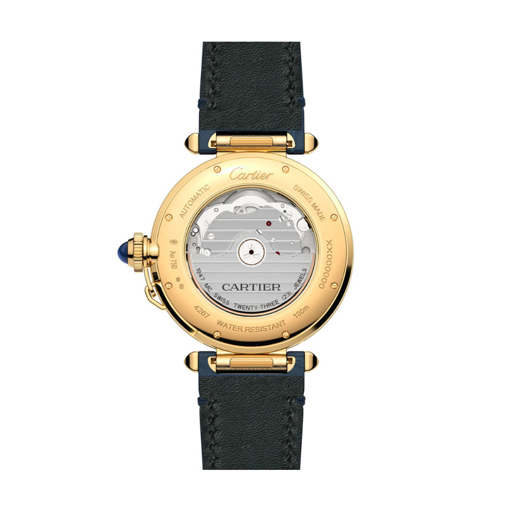 Cartier Pasha de Cartier 41mm Watch, Yellow Gold and Silver Flinque Dial