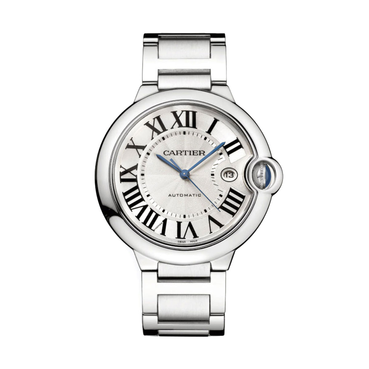 Cartier Ballon Bleu de Cartier 42mm Watch, Silver Guilloche Dial