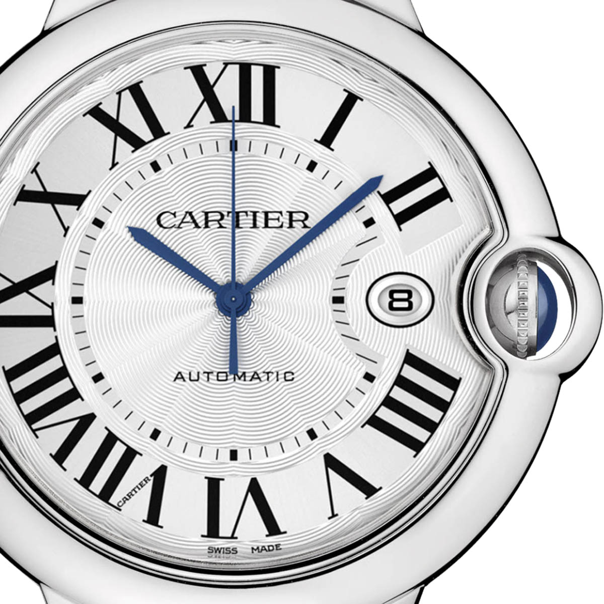 Cartier Ballon Bleu de Cartier 42mm Watch, Silver Guilloche Dial