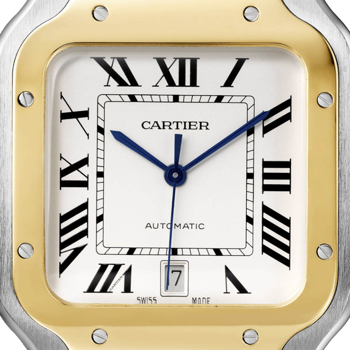 Cartier Santos de Cartier 39.8mm Large Watch, Yellow Gold and Silvered Opaline Dial