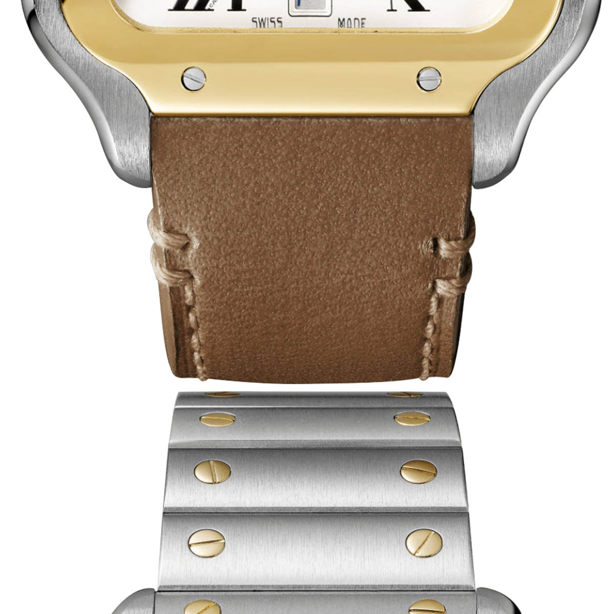 Cartier Santos de Cartier 39.8mm Large Watch, Yellow Gold and Silvered Opaline Dial