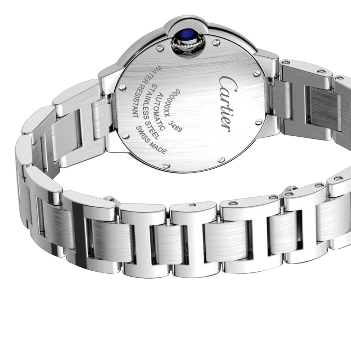 Cartier Ballon Bleu de Cartier 33mm Watch, Diamond and Silvered Guilloche Dial