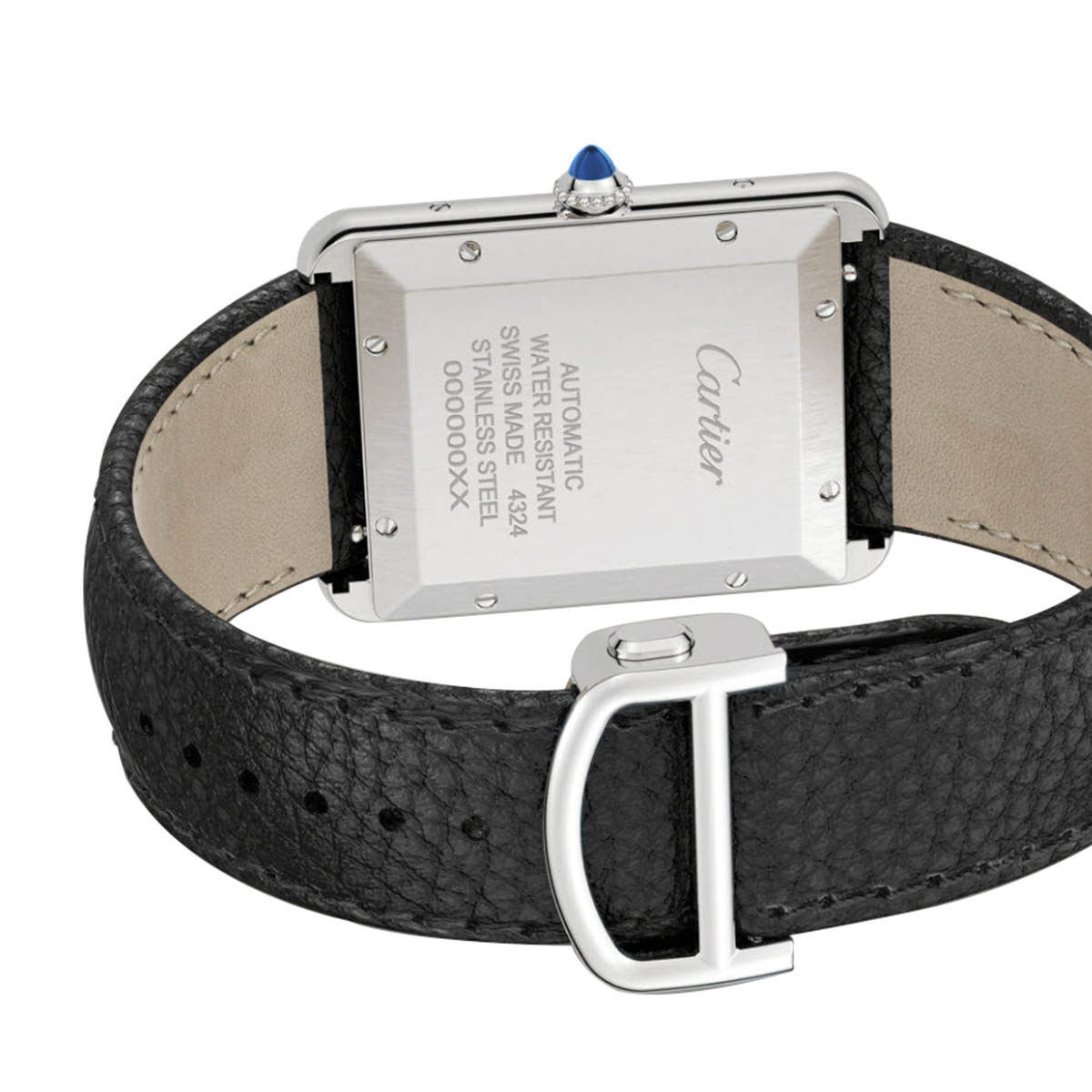 Cartier Tank Must 41mm Extra Large Watch, Black Grained Calfskin Strap