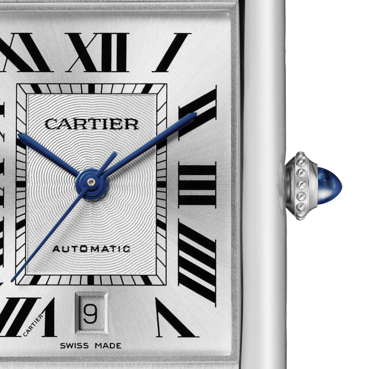 Cartier Tank Must 41mm Extra Large Watch, Black Grained Calfskin Strap