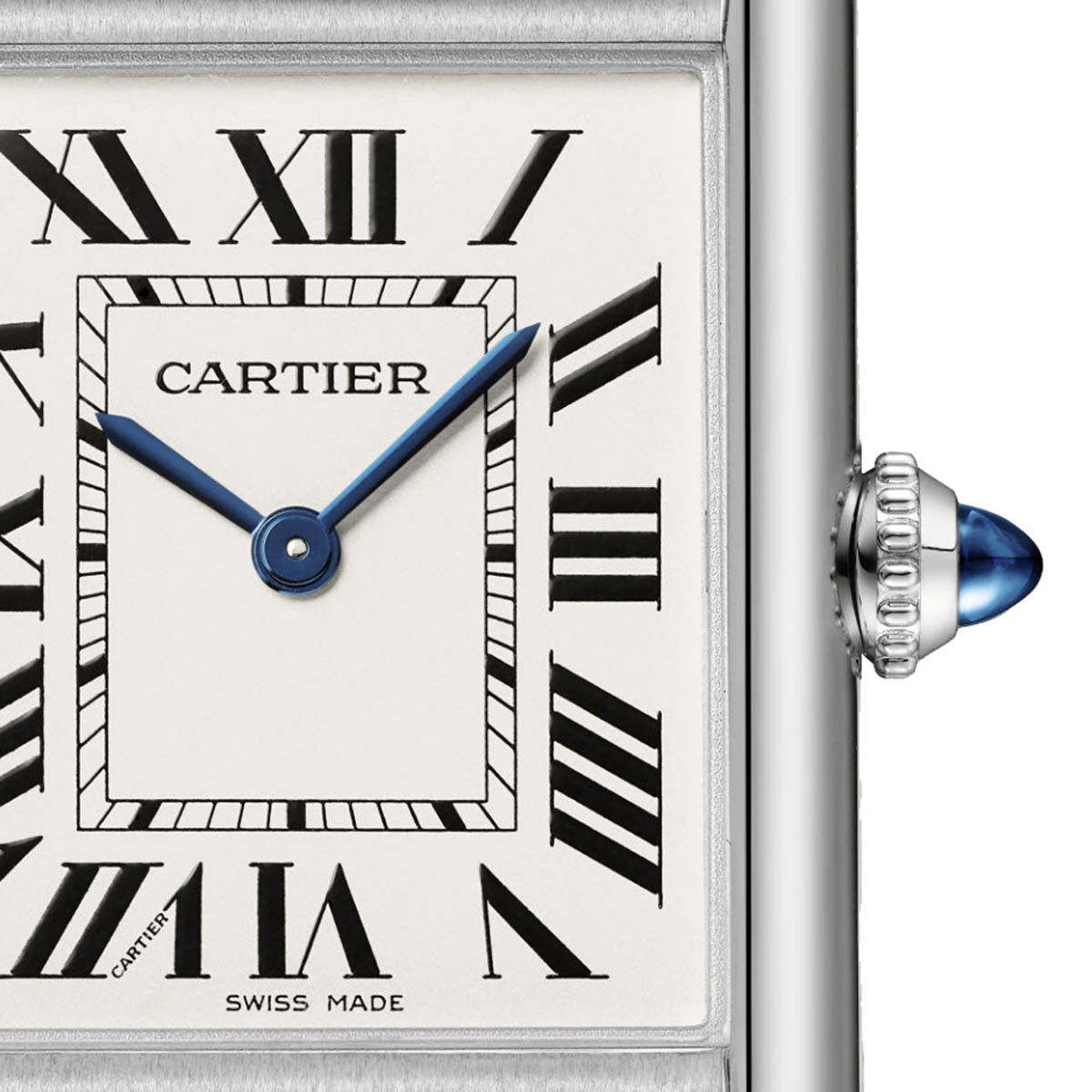 Cartier Tank Must 33.7mm Large Watch, Black Grained Calfskin Strap