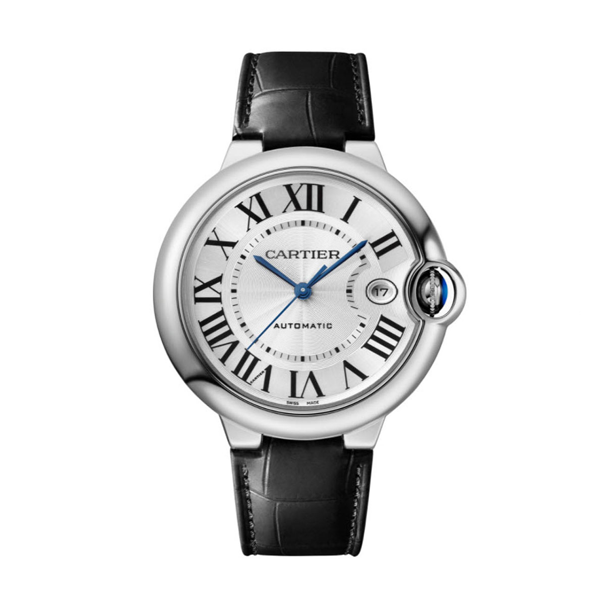 Cartier Ballon Bleu de Cartier 40mm Watch, Blue and Silvered Guilloche Dial