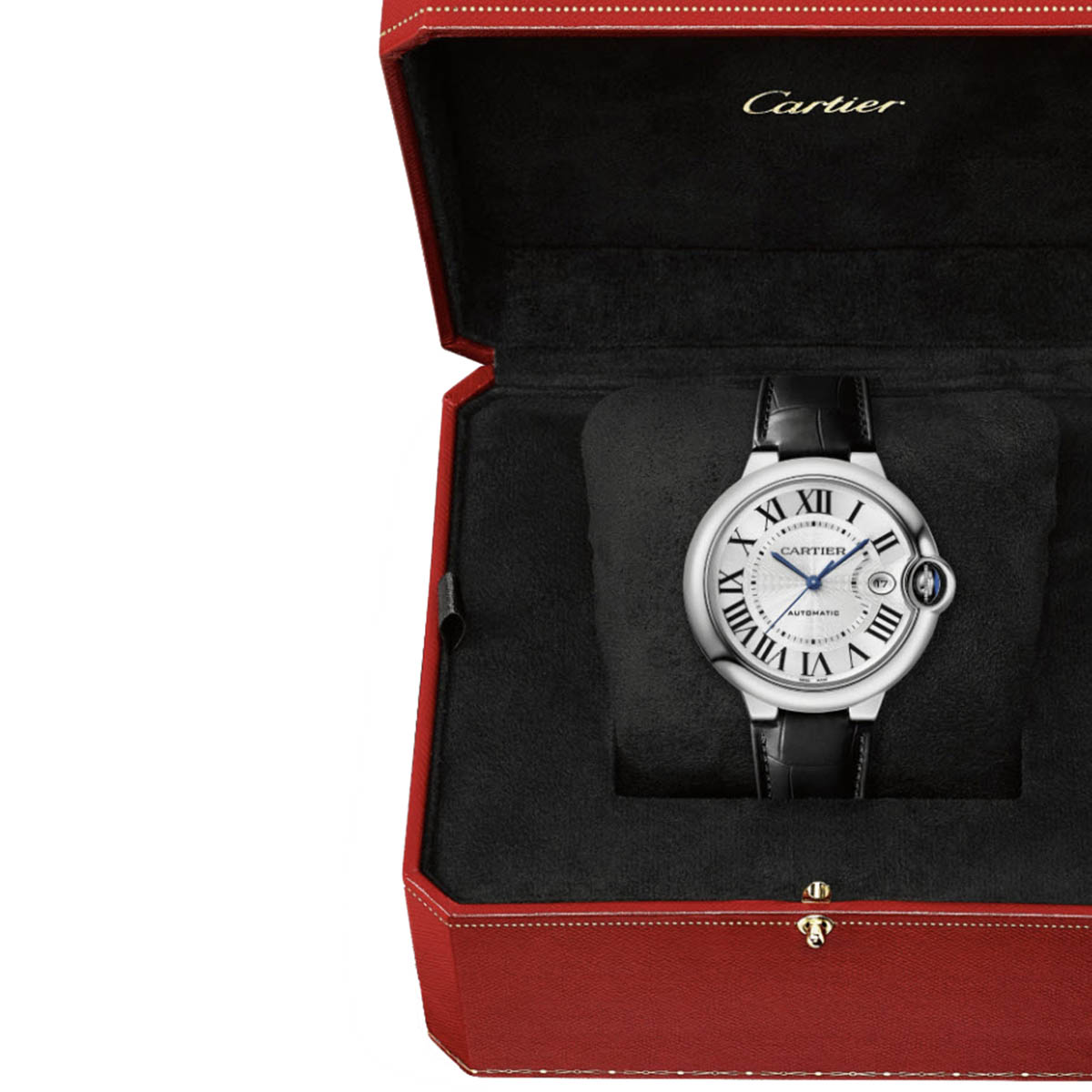 Cartier Ballon Bleu de Cartier 40mm Watch, Blue and Silvered Guilloche Dial