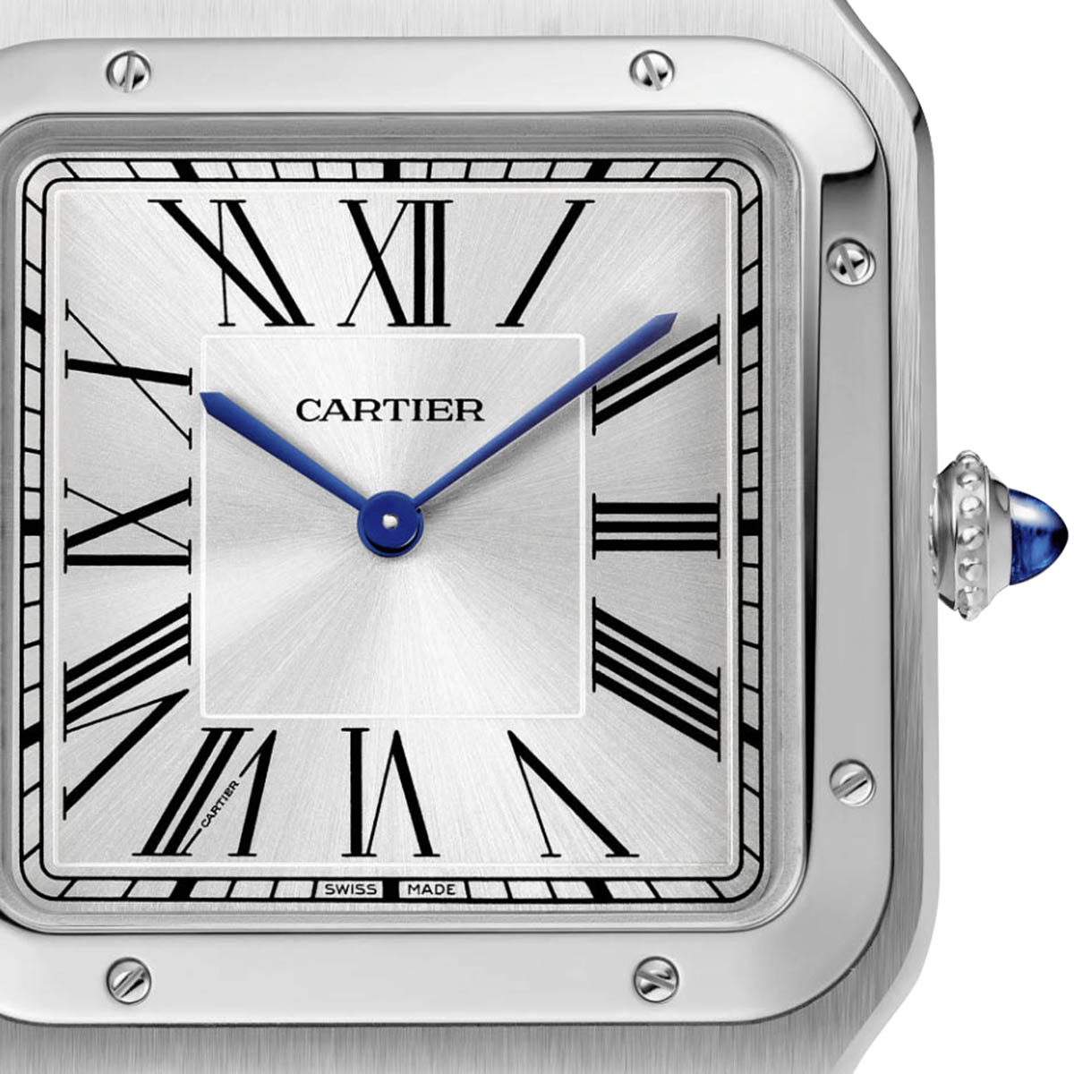 Cartier Santos-Dumont 47mm Extra Large Watch, Silver Satin Dial