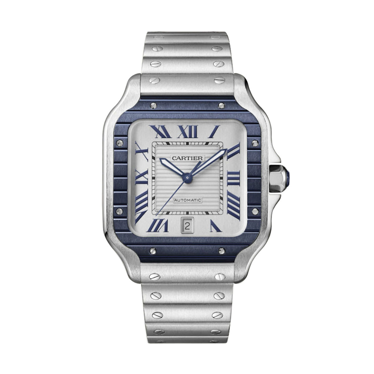 Cartier Santos de Cartier 39.8mm Large Watch, Grey Striated Dial