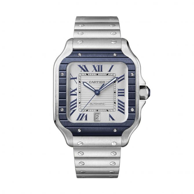 Cartier Santos de Cartier 39.8mm Large Watch, Grey Striated Dial