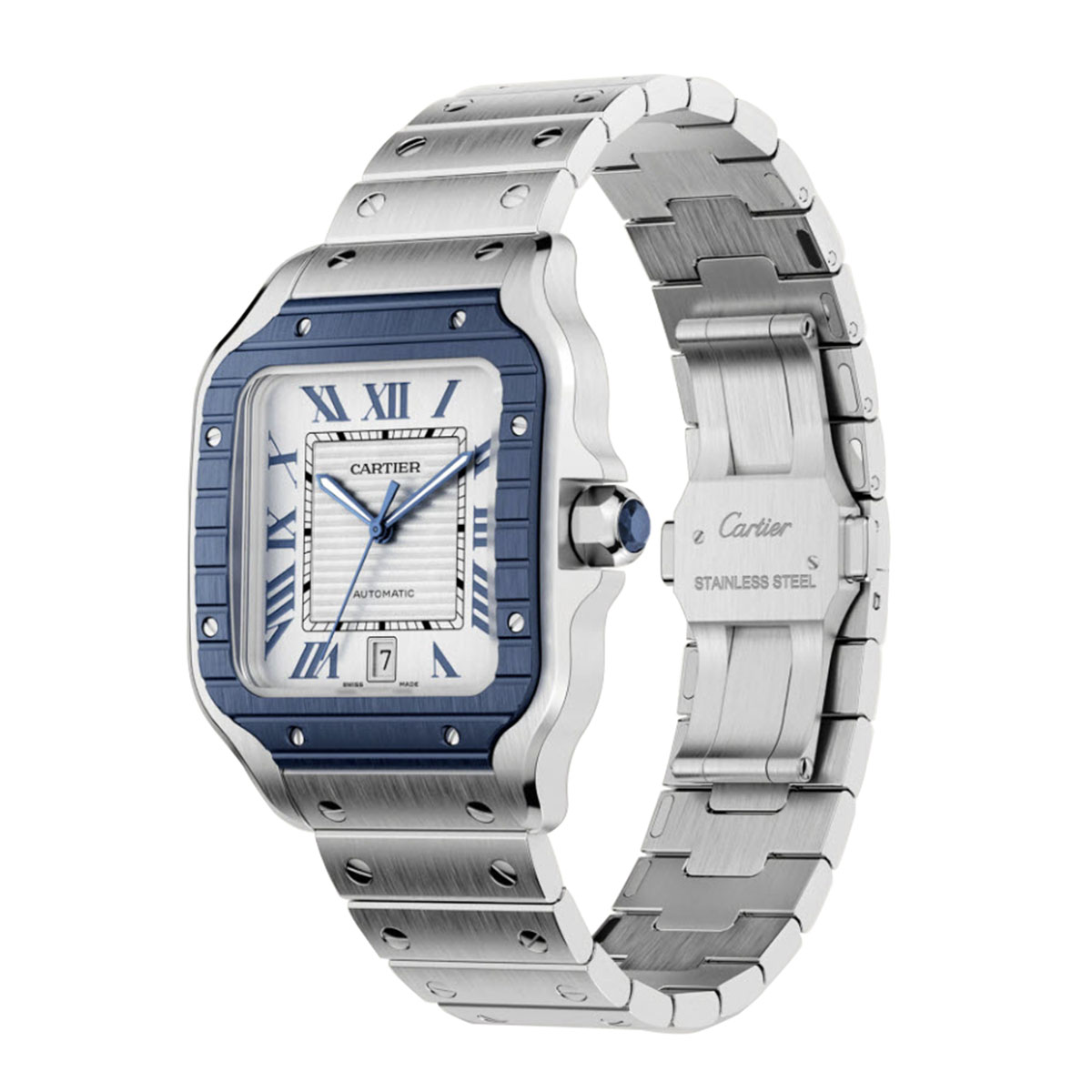 Cartier Santos de Cartier 39.8mm Large Watch, Grey Striated Dial